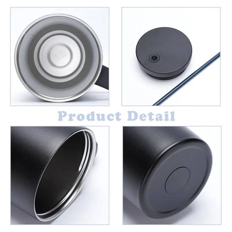 CLINK - [Personalised] 1.2L Stainless Steel Tumbler with Handle Straw & Lid - Midnight Black Color
