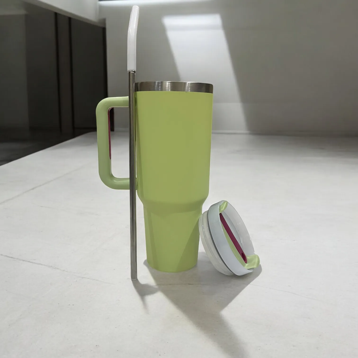 CLINK - [Personalised] 1.2L Stainless Steel Tumbler with Handle Straw & Lid - Mint Meadow Color