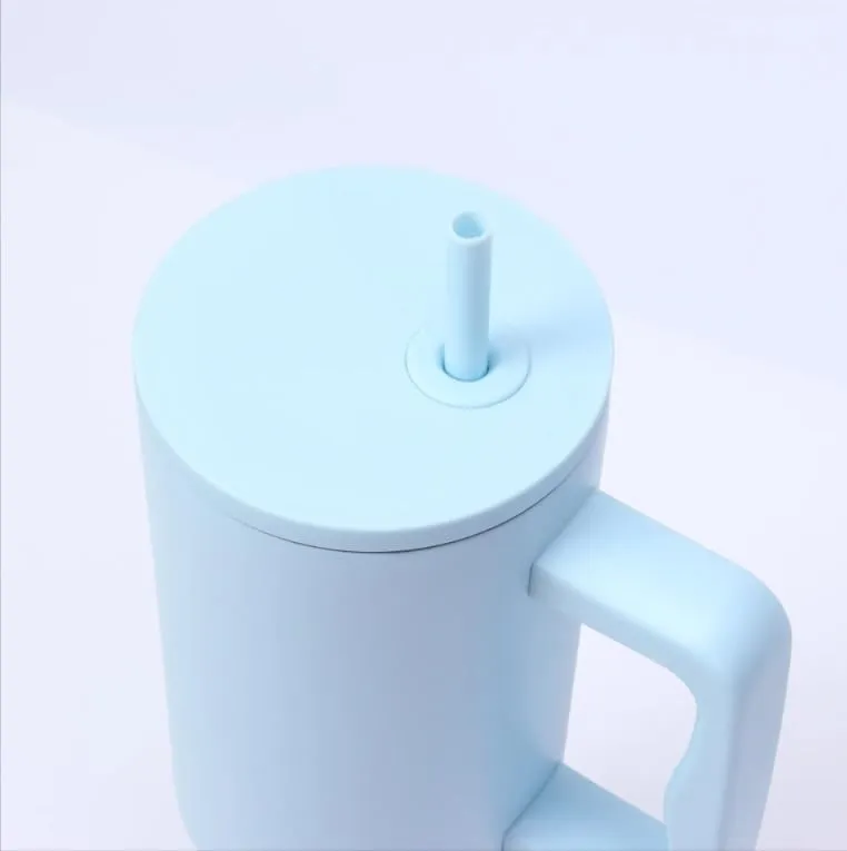 CLINK - [Personalised] 1.2L Stainless Steel Tumbler with Handle Straw & Lid - Sky Blue Color