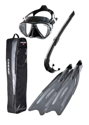 Cressi Gara Professional LD Mask, Snorkel, Fin Set