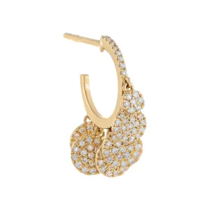 Diamond Dangling Discs Hoop Earring 14K