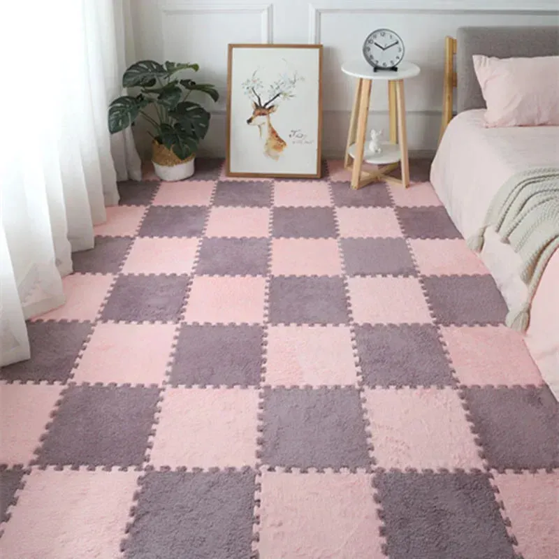 EVA Crawling Mat Stitching Suede Floor Mat Baby Play Mat Home Fashion Living Room Bedroom Puzzle Foam Carpet 30*30*1cm
