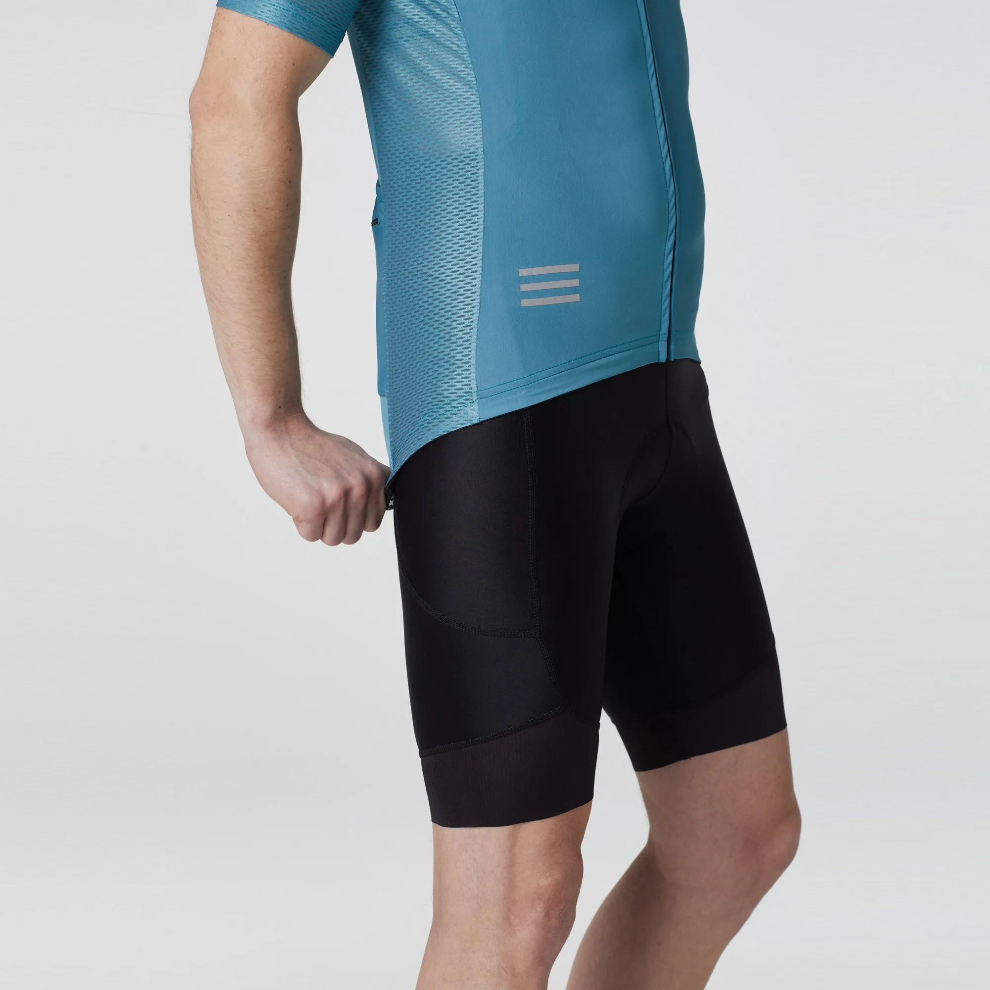 Fdx Men's & Boy's Set Duo Blue Short Sleeve Summer Cycling Jersey & Cargo Bib Shorts
