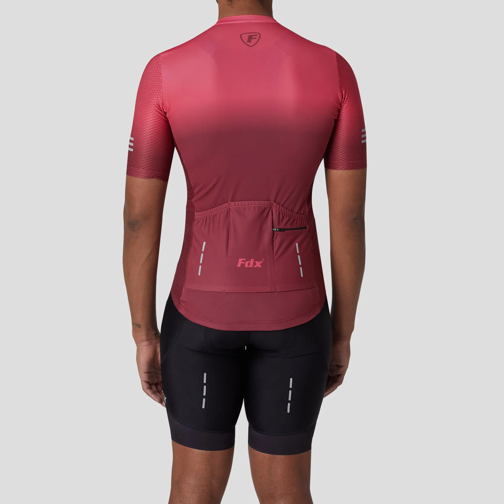 Fdx Men's & Boy's Set Duo Pink / Maroon Short Sleeve Summer Cycling Jersey & Cargo Bib Shorts
