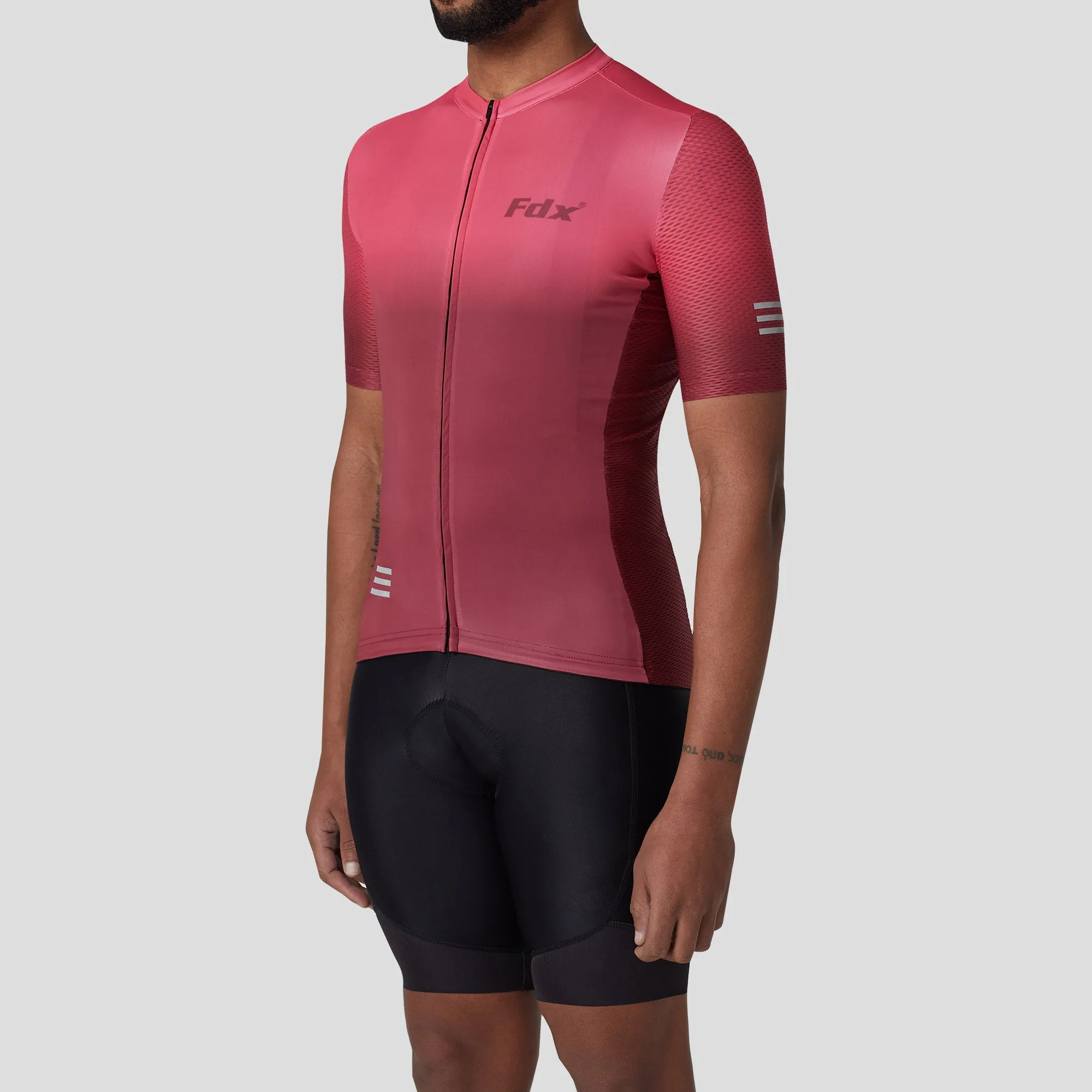 Fdx Men's & Boy's Set Duo Pink / Maroon Short Sleeve Summer Cycling Jersey & Cargo Bib Shorts
