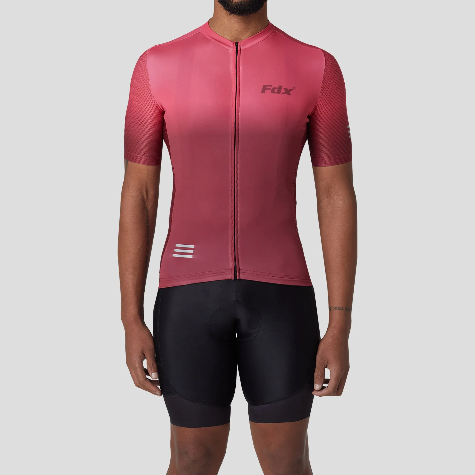 Fdx Men's & Boy's Set Duo Pink / Maroon Short Sleeve Summer Cycling Jersey & Cargo Bib Shorts
