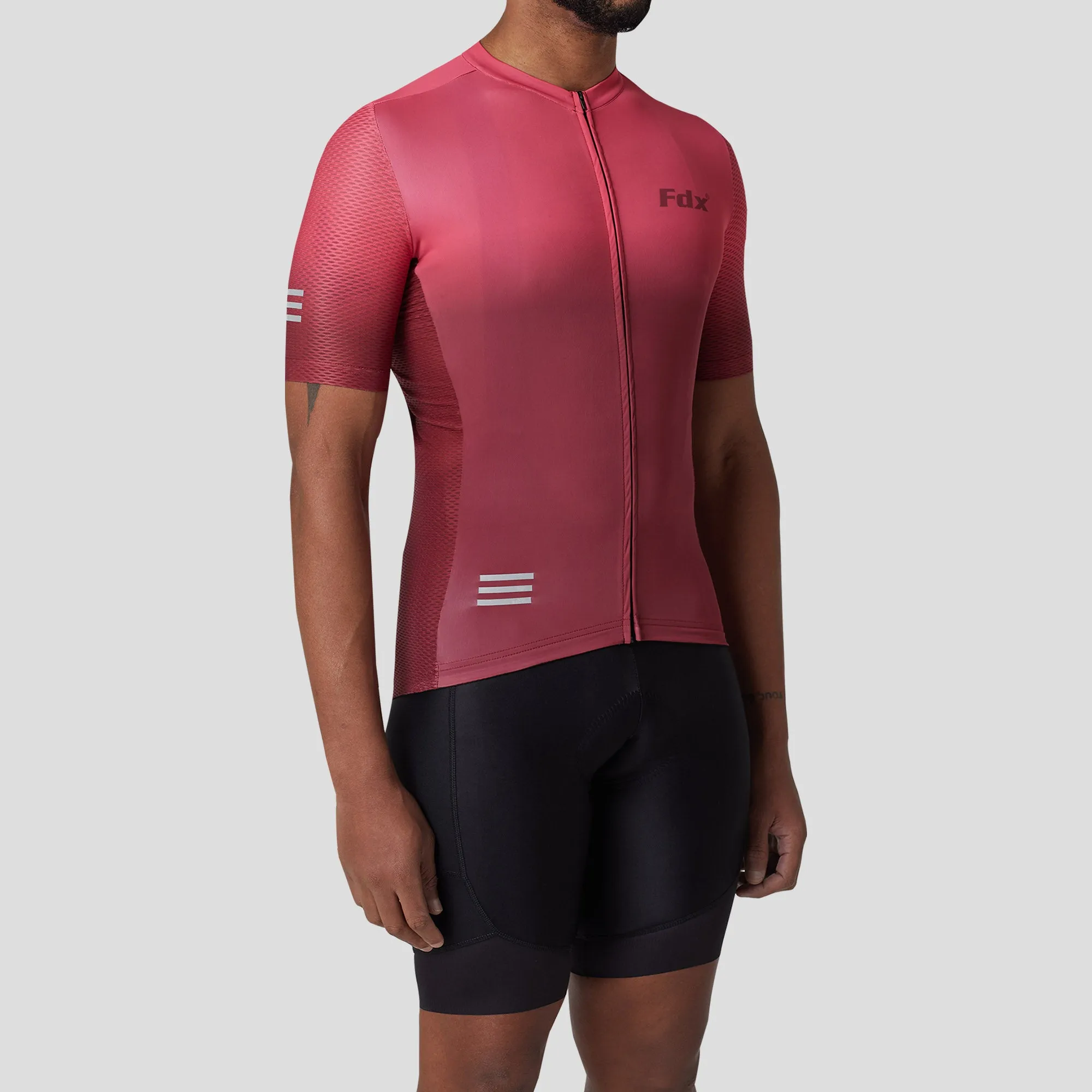 Fdx Men's & Boy's Set Duo Pink / Maroon Short Sleeve Summer Cycling Jersey & Cargo Bib Shorts