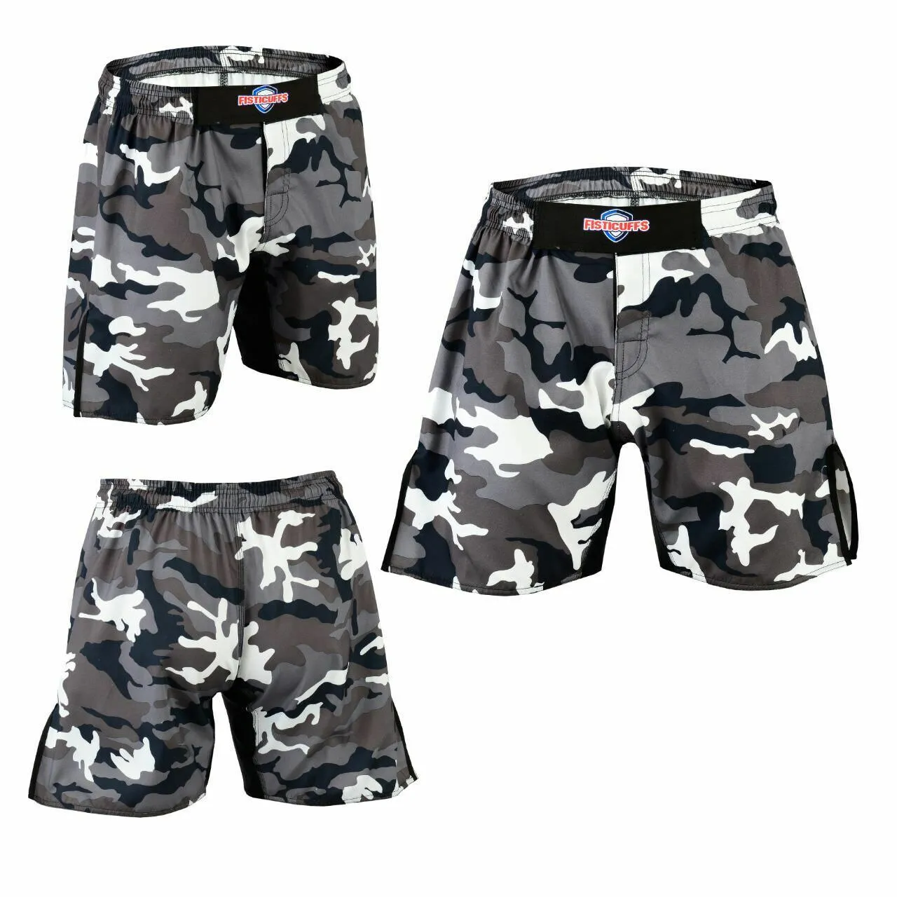 Fisticuffs Camo Grey MMA Boxing Fight Grappling Kick Cage Fighting Short Shorts