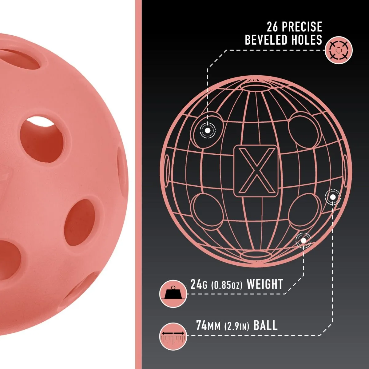 Franklin X-26 Indoor Pickleball Ball (Peach)