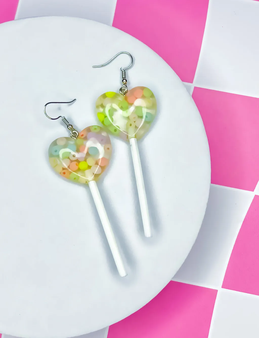 HEART LOLLIPOP EARRINGS - POPPING CANDY