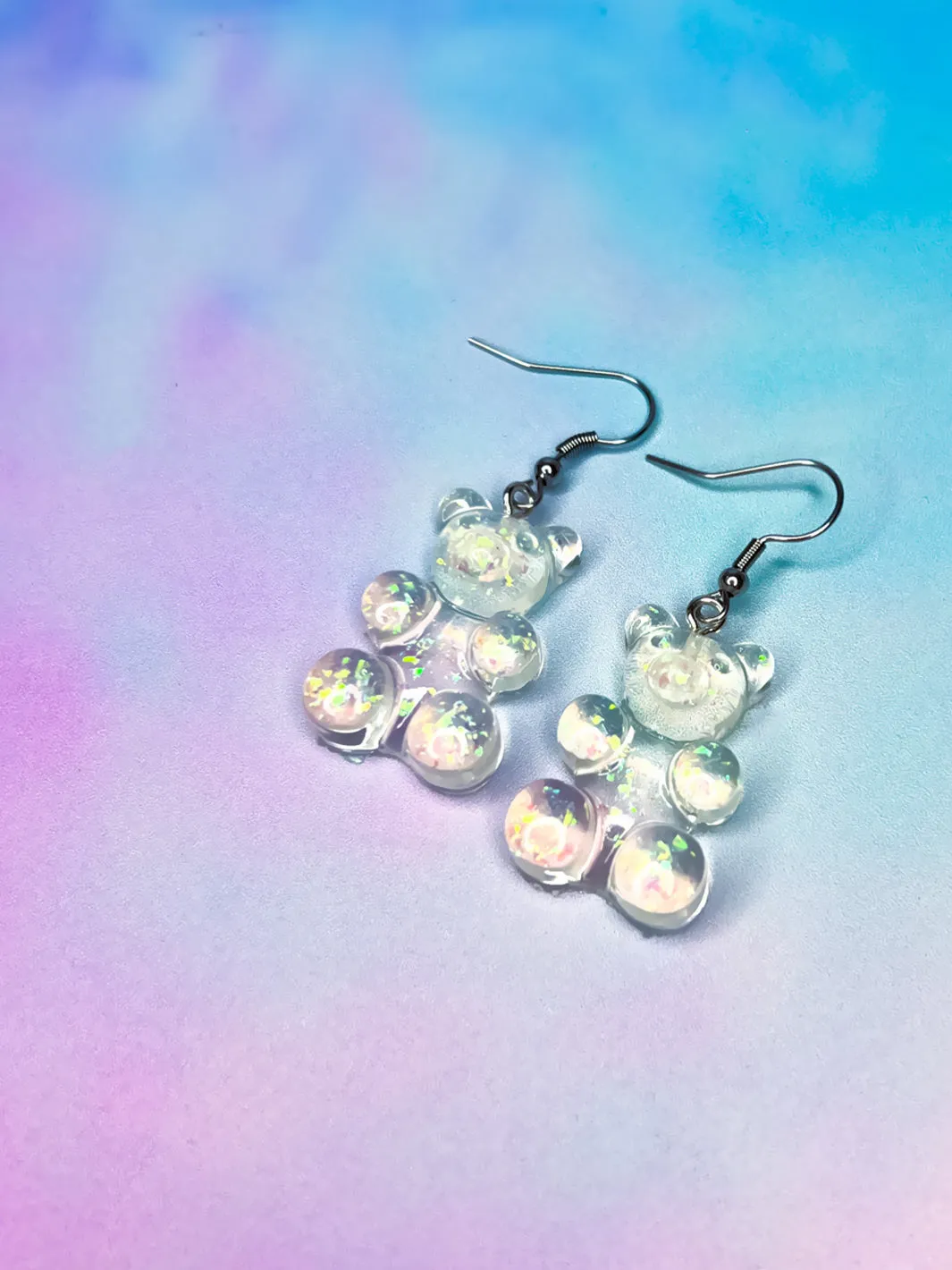 HOLO BEAR EARRINGS - GLITTER HOLOGRAPHIC