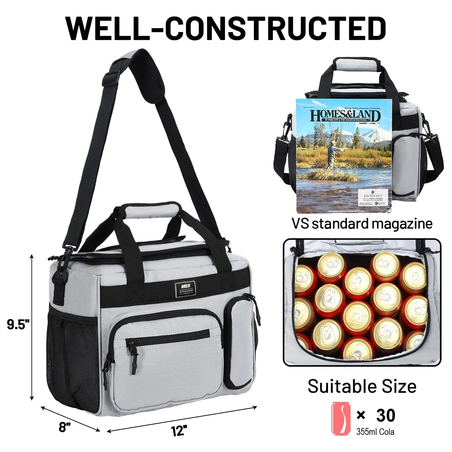 Insulated Soft Cooler Lunch Bag for Men Women, 30Can