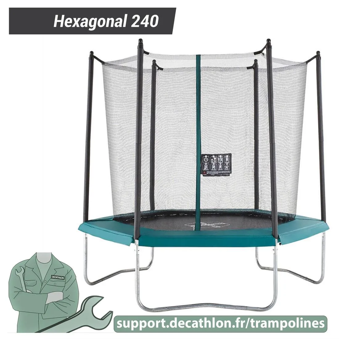 Jumping Surface for 48 Springs - Spare Part for Hexagonal 240 Trampoline
