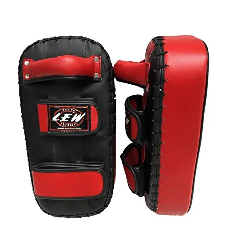 LEW Synthetic Leather Muay Thai MMA Kickboxing Training Single Piece Kick Focus Pads (Red)