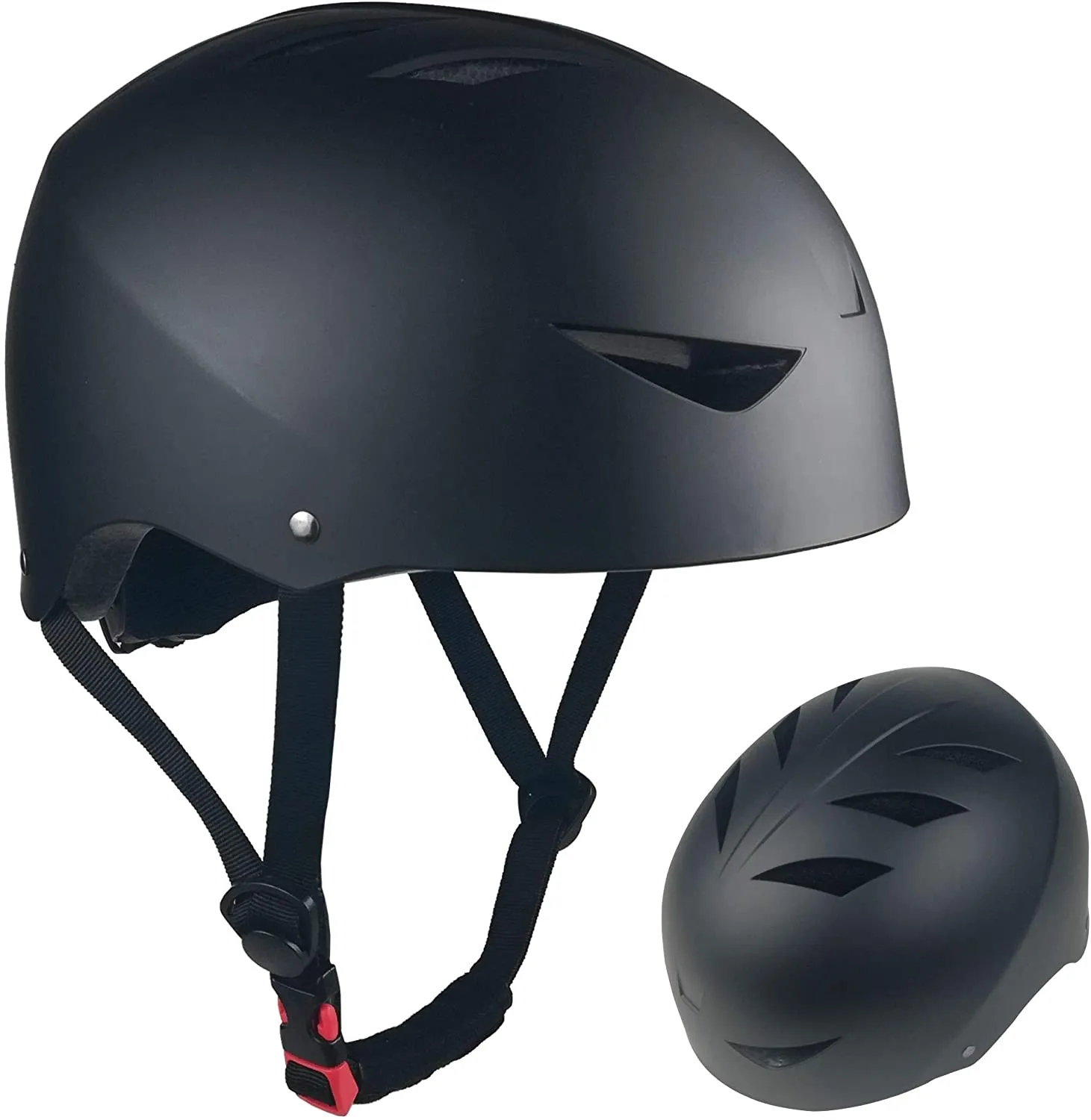 Lightweight Skateboard Kids and Adults for Rollerskate, BMX, Scooter Bike Cycle Helmet Skateboarding Rollerskating Safety Helmet 2023 Model, 58-61cm Matte Black