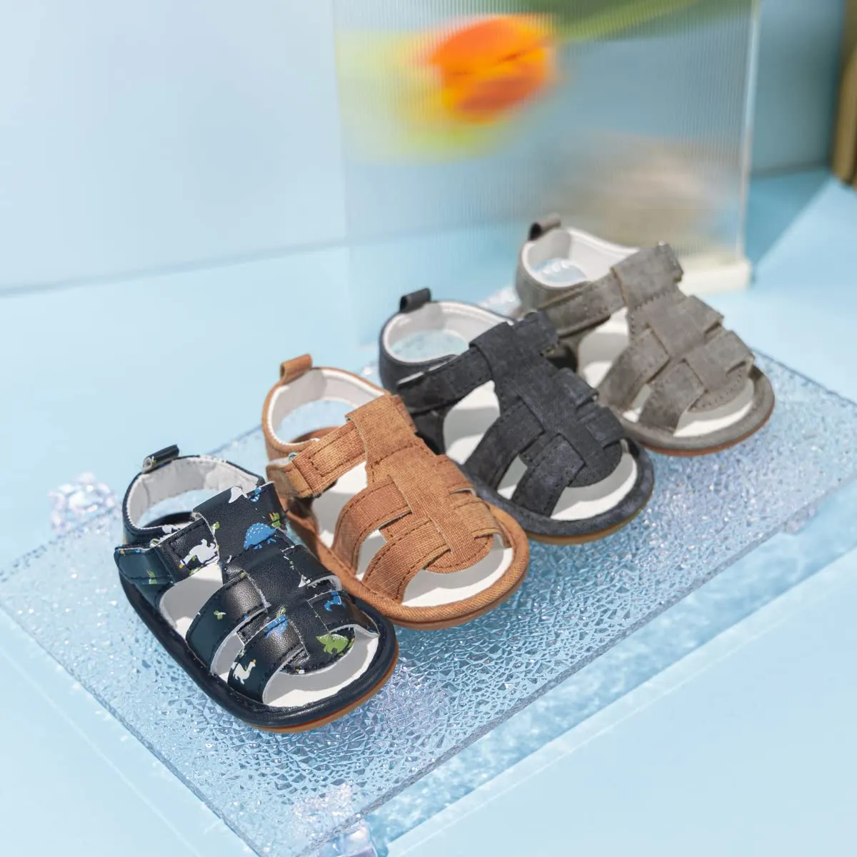 Meckior Baby Infant Boy Girl Sandals Newborn Non-Slip Soft Rubber Sole Sandals for Baby Boys Open-Toe Outdoor Casual Summer First Walkers Shoes