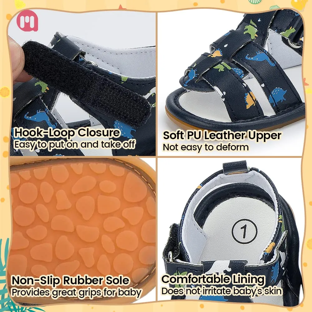 Meckior Baby Infant Boy Girl Sandals Newborn Non-Slip Soft Rubber Sole Sandals for Baby Boys Open-Toe Outdoor Casual Summer First Walkers Shoes