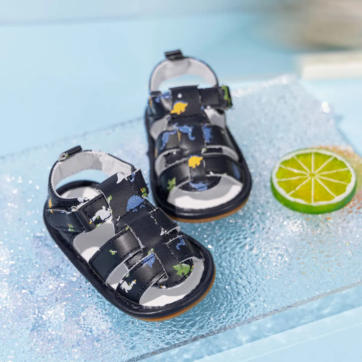 Meckior Baby Infant Boy Girl Sandals Newborn Non-Slip Soft Rubber Sole Sandals for Baby Boys Open-Toe Outdoor Casual Summer First Walkers Shoes