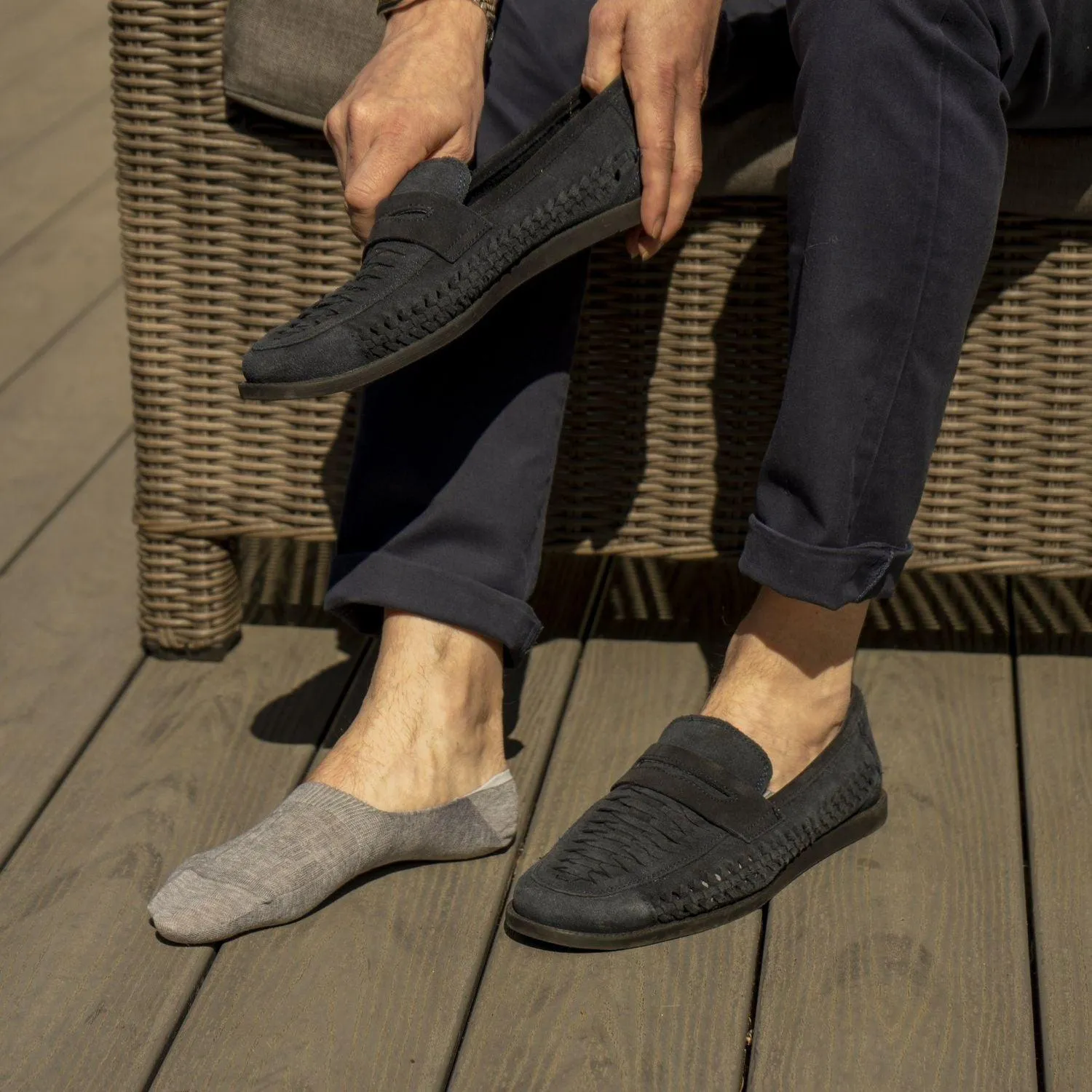 Men's Cable Mercerised Cotton Invisible Socks