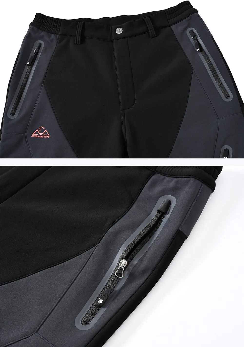 Men's Skiing Pants Waterproof Windproof Fleece Lined Hiking Cargo Insulated Pants Winter Warm Snow Pants