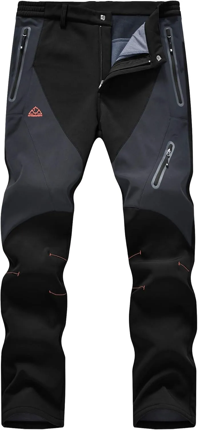 Men's Skiing Pants Waterproof Windproof Fleece Lined Hiking Cargo Insulated Pants Winter Warm Snow Pants