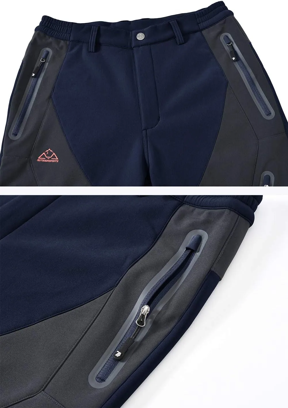 Men's Skiing Pants Waterproof Windproof Fleece Lined Hiking Cargo Insulated Pants Winter Warm Snow Pants