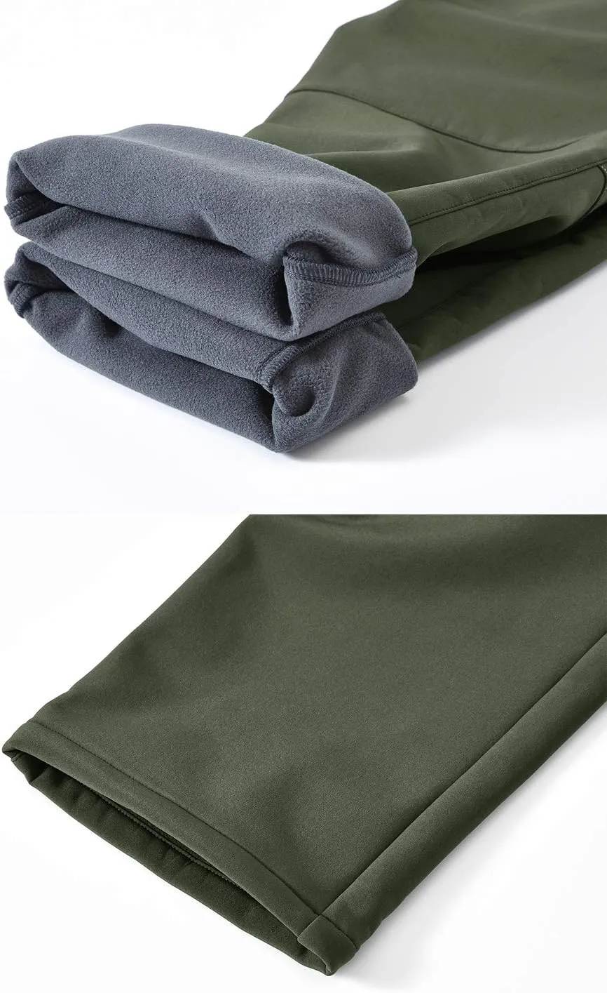 Men's Skiing Pants Waterproof Windproof Fleece Lined Hiking Cargo Insulated Pants Winter Warm Snow Pants