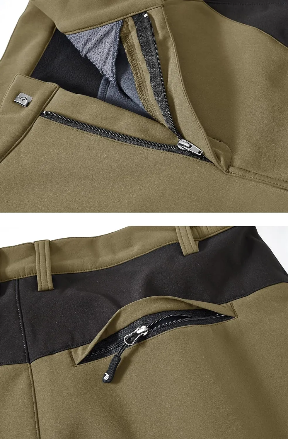 Men's Skiing Pants Waterproof Windproof Fleece Lined Hiking Cargo Insulated Pants Winter Warm Snow Pants