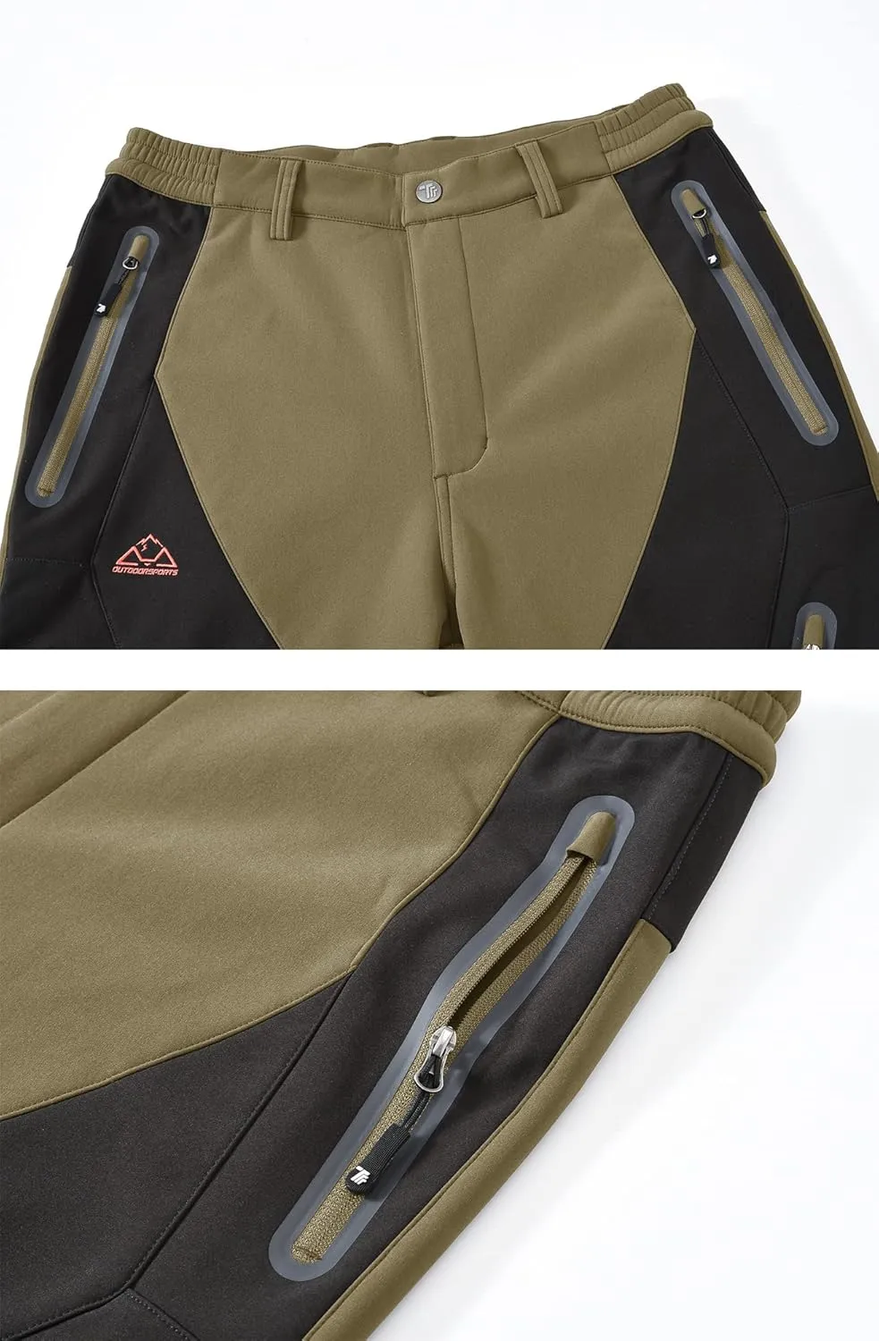 Men's Skiing Pants Waterproof Windproof Fleece Lined Hiking Cargo Insulated Pants Winter Warm Snow Pants