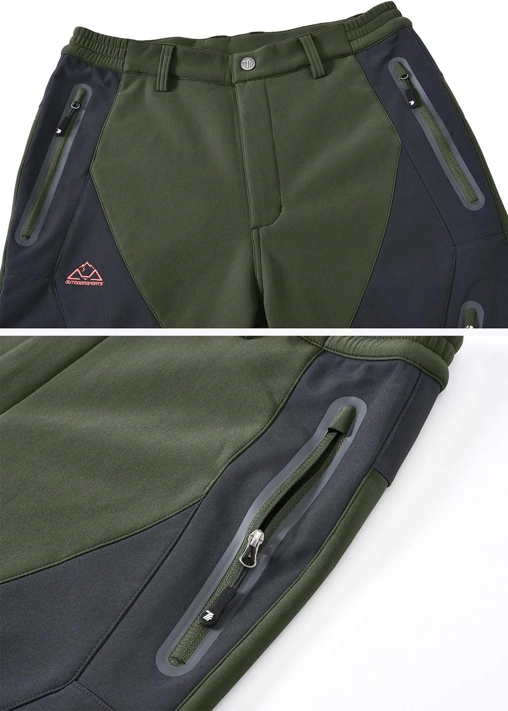 Men's Skiing Pants Waterproof Windproof Fleece Lined Hiking Cargo Insulated Pants Winter Warm Snow Pants