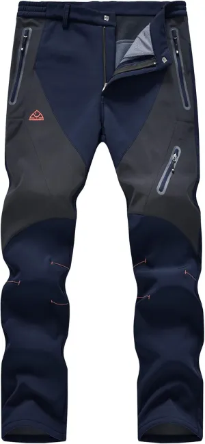 Men's Skiing Pants Waterproof Windproof Fleece Lined Hiking Cargo Insulated Pants Winter Warm Snow Pants