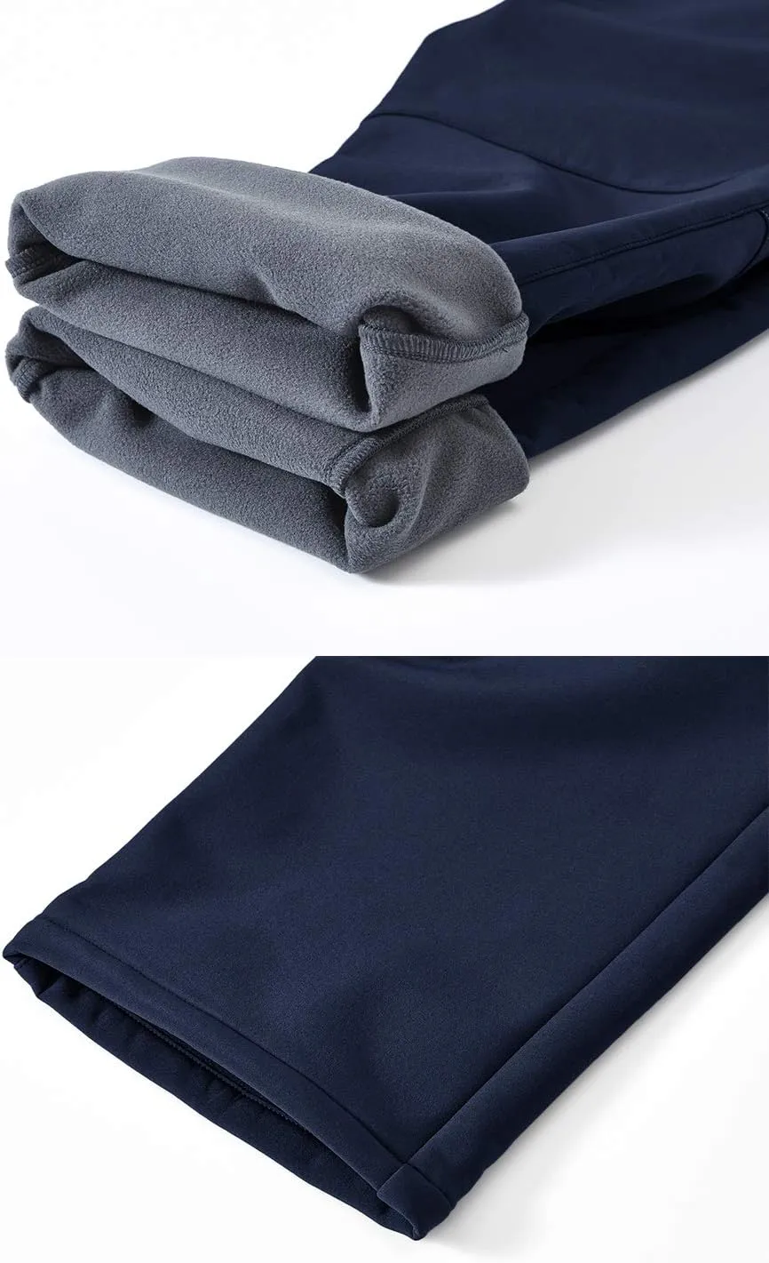 Men's Skiing Pants Waterproof Windproof Fleece Lined Hiking Cargo Insulated Pants Winter Warm Snow Pants