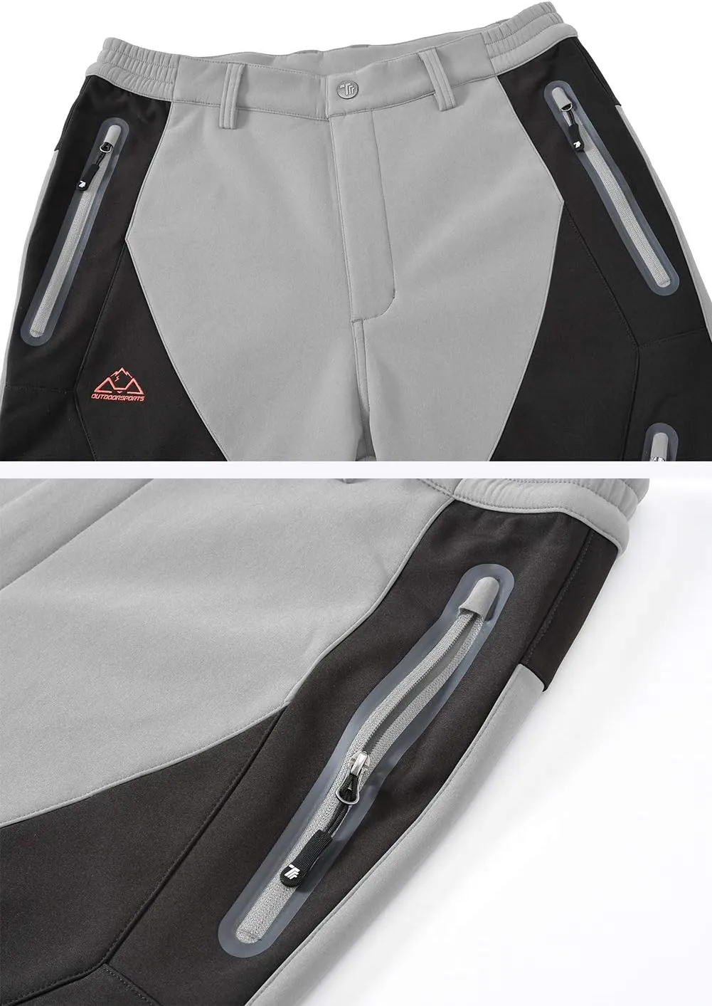 Men's Skiing Pants Waterproof Windproof Fleece Lined Hiking Cargo Insulated Pants Winter Warm Snow Pants
