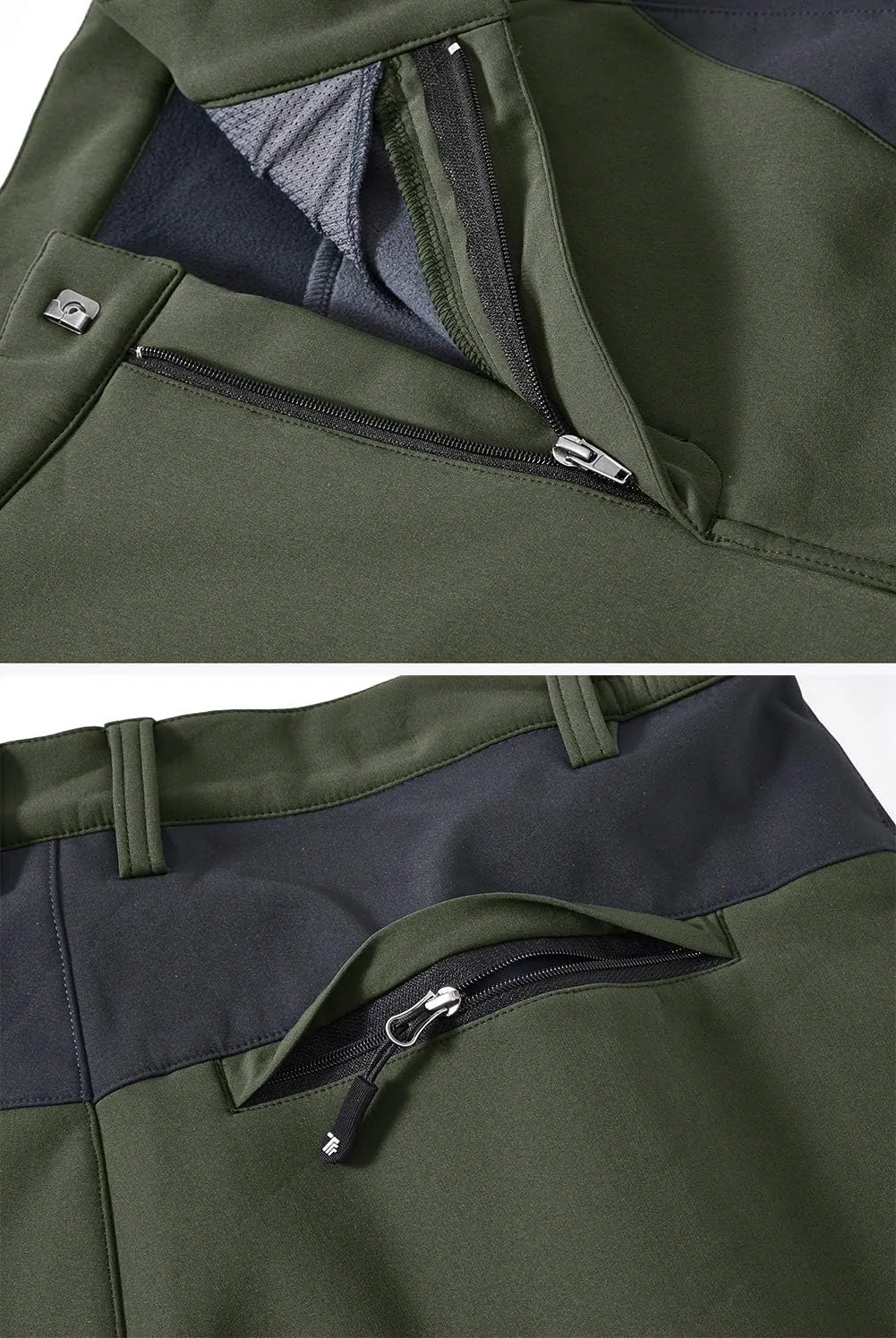 Men's Skiing Pants Waterproof Windproof Fleece Lined Hiking Cargo Insulated Pants Winter Warm Snow Pants