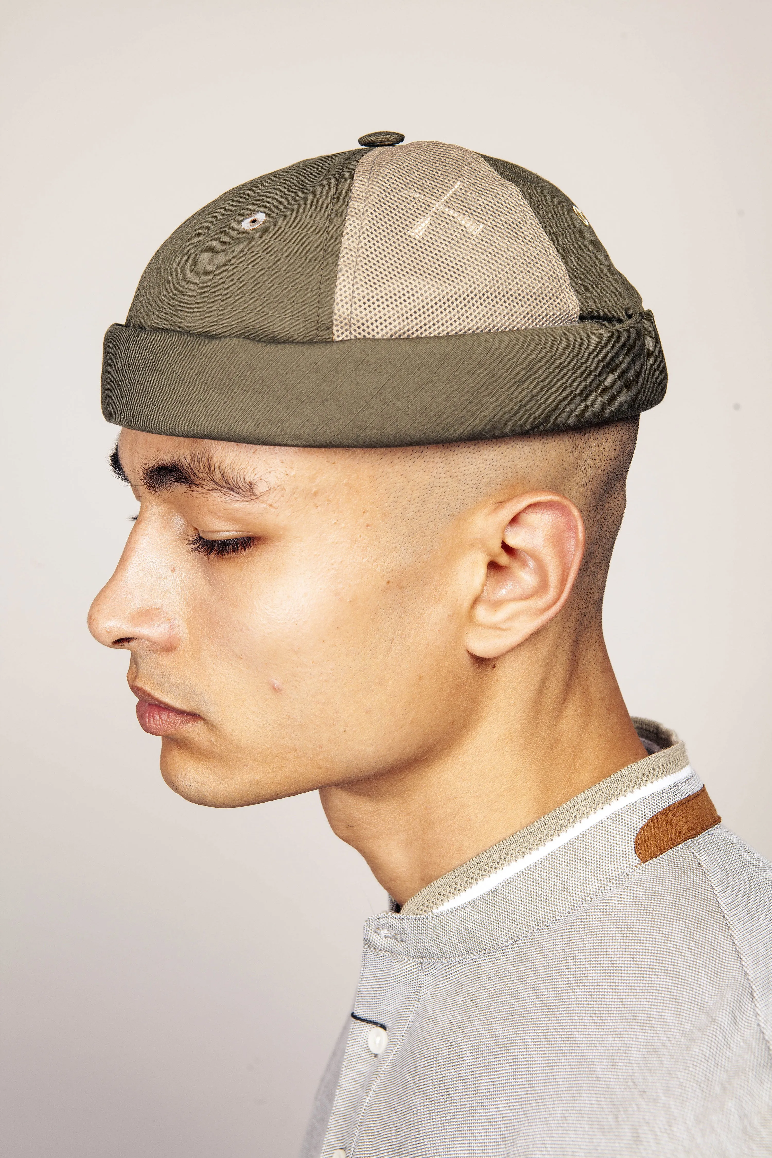 MIKI DOCKER HAT GREEN KHAKI RIPSTOP & WATERPROOF