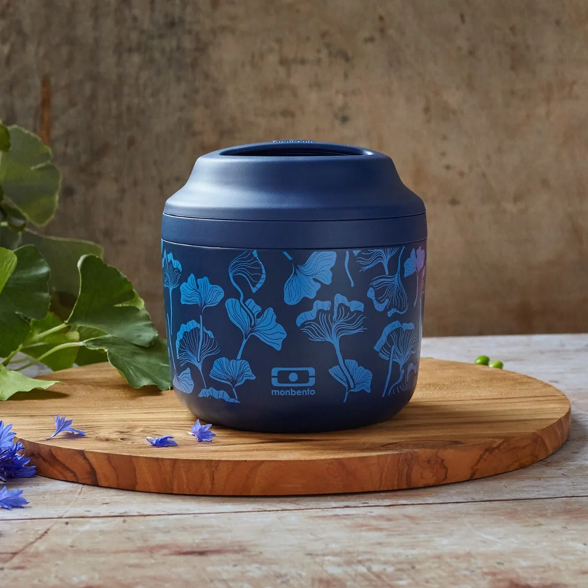 Monbento MB Element Insulated Lunch Box - Graphic Ginkgo Blue