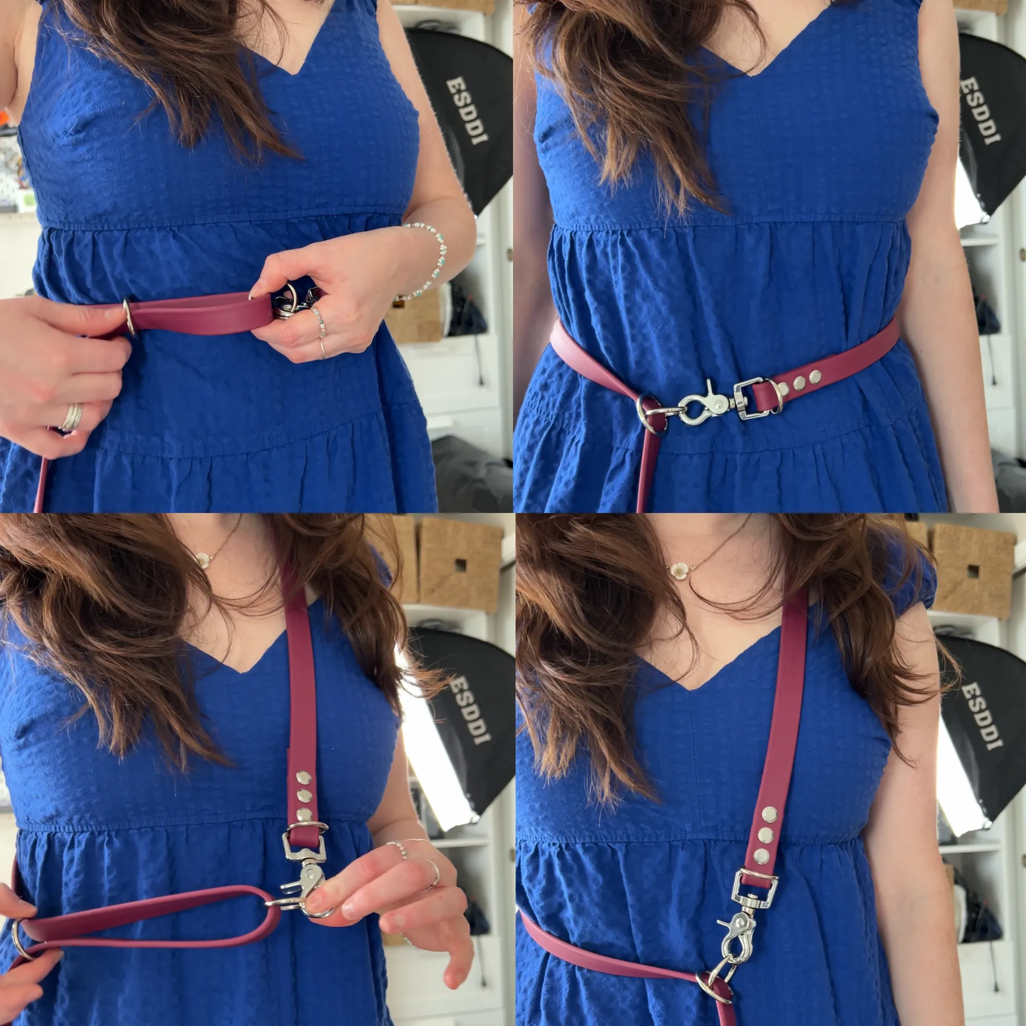 Multi Way, Convertible, Hands Free Biothane Waterproof Leash- 5/8" Inch- Small to Medium Dogs