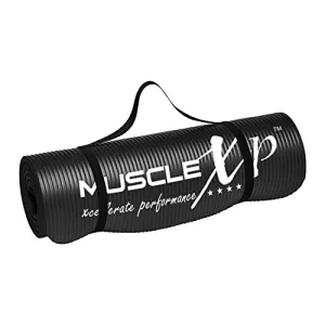 MuscleXP Yoga Mat (13 mm) Extra Thick NBR Material for Men and Women, Exercise Mats with Carrying Strap for Workout, Yoga, Fitness, Pilates (Black)