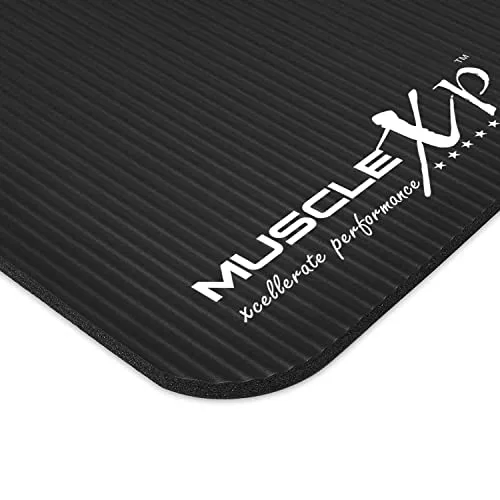 MuscleXP Yoga Mat (13 mm) Extra Thick NBR Material for Men and Women, Exercise Mats with Carrying Strap for Workout, Yoga, Fitness, Pilates (Black)