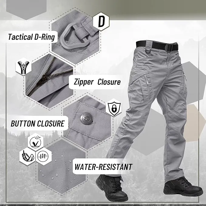 NEW Retails $65 TACVASEN Men's Sz 32 Outdoor Tactical Pants Water Resistant Military Cargo Hiking Pants Lightweight Ripstop Work Pants