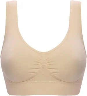 New Seamless Comfortable Sports Bra, Workout Wire free All Day Comfort Bra, Beige Sz M