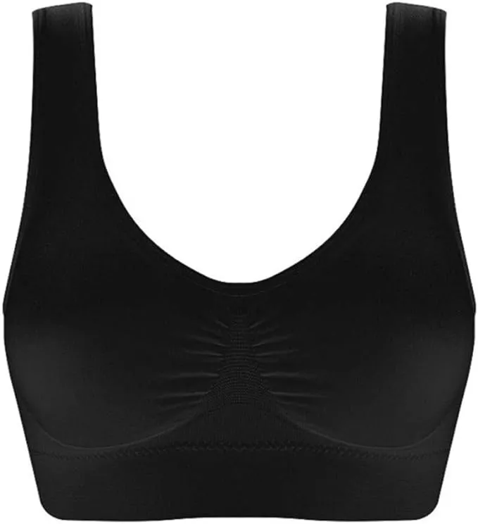 New Seamless Comfortable Sports Bra, Workout Wire free All Day Comfort Bra, Black Sz S/M