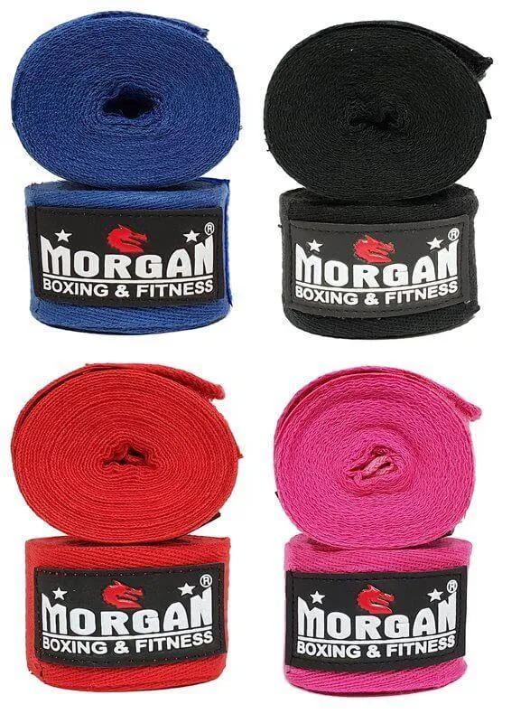 PAIR OF MORGAN COTTON BOXING PROTECTIVE HAND WRAPS BANDAGE 180inch - 4m long