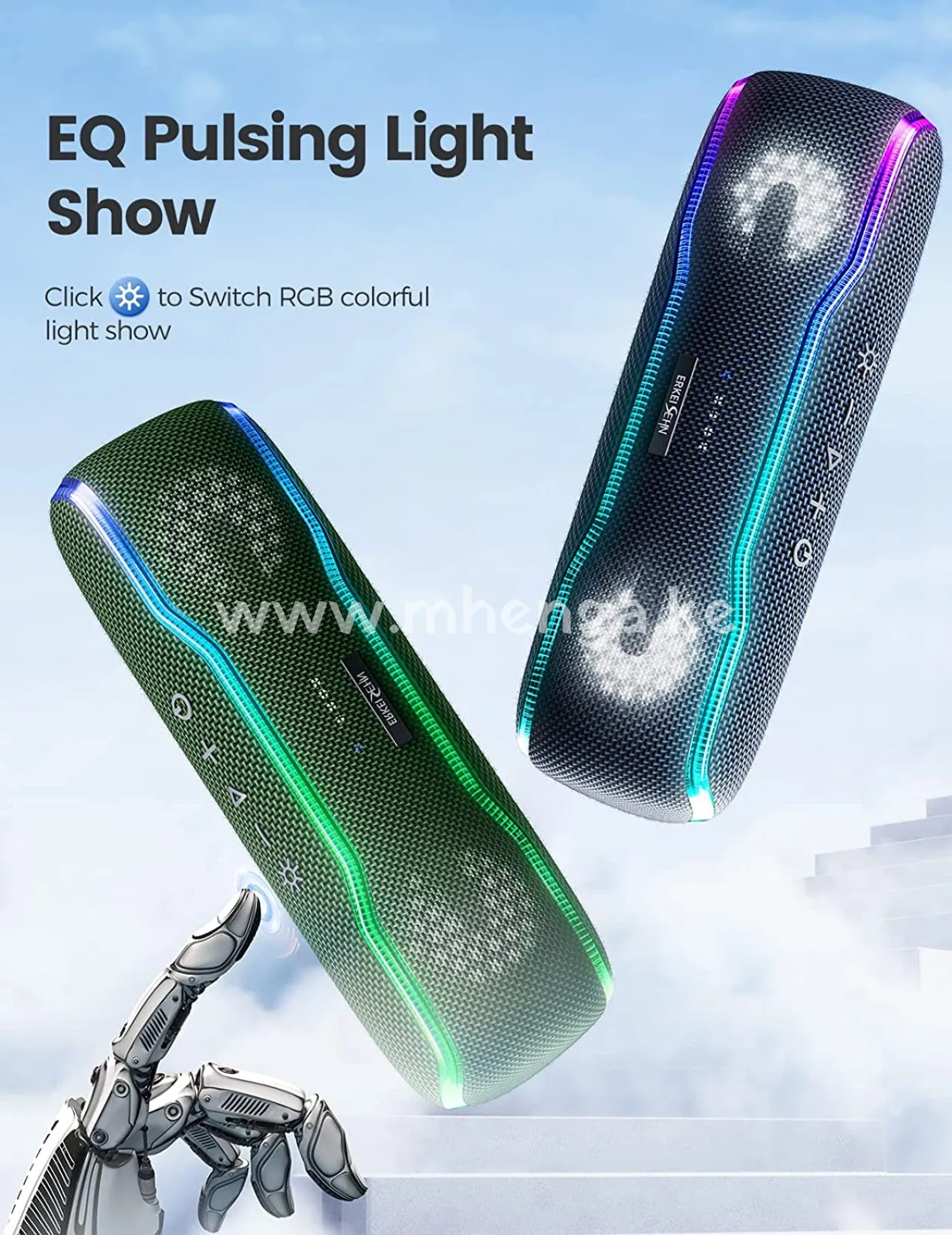 Portable Bluetooth Speaker, IPX7 Waterproof Wireless Speaker with Colorful Flashing Lights, 25W Super Bass with 24H Playtime, 100ft Bluetooth Range, TWS Pairing for Outdoor, Home, Party, Beach, Travel