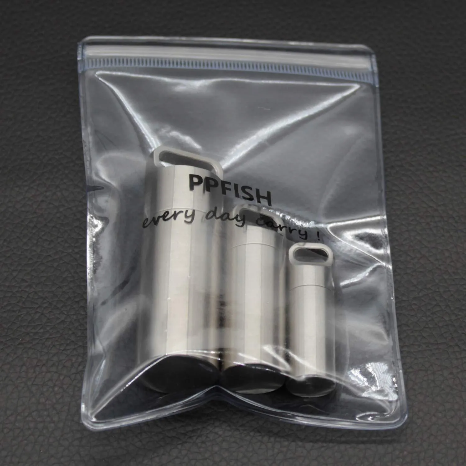 PPFISH 3 PCS Military Grade Air-Tight EDC Accessory Case, Pill Fob Capsule Keychain, Waterproof Match Case Battery Holder, Outdoor Survival Storage Metal Container Dry Box