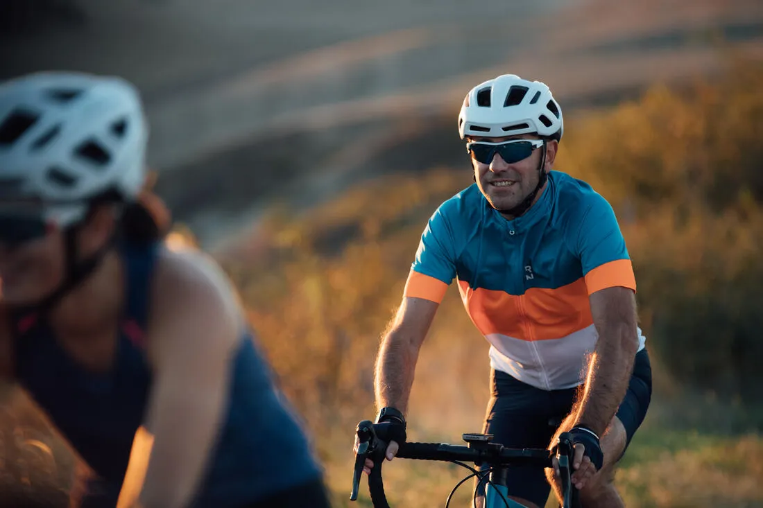 RC500 Road Cycling Short-Sleeved Warm Weather Jersey - Blue/Orange
