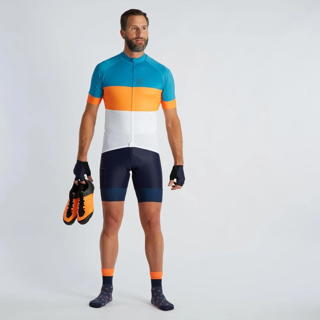 RC500 Road Cycling Short-Sleeved Warm Weather Jersey - Blue/Orange
