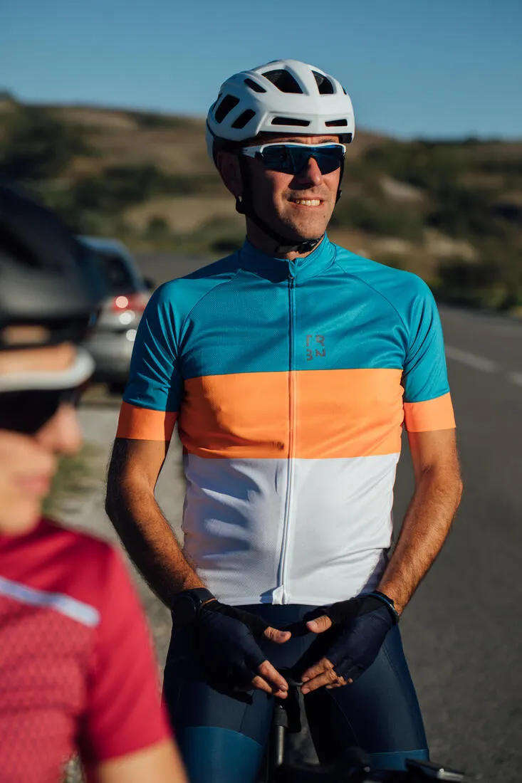 RC500 Road Cycling Short-Sleeved Warm Weather Jersey - Blue/Orange