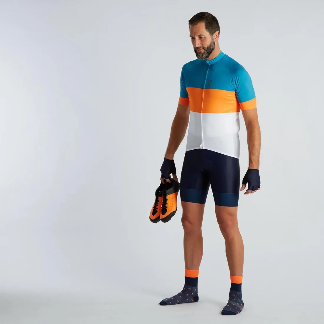 RC500 Road Cycling Short-Sleeved Warm Weather Jersey - Blue/Orange