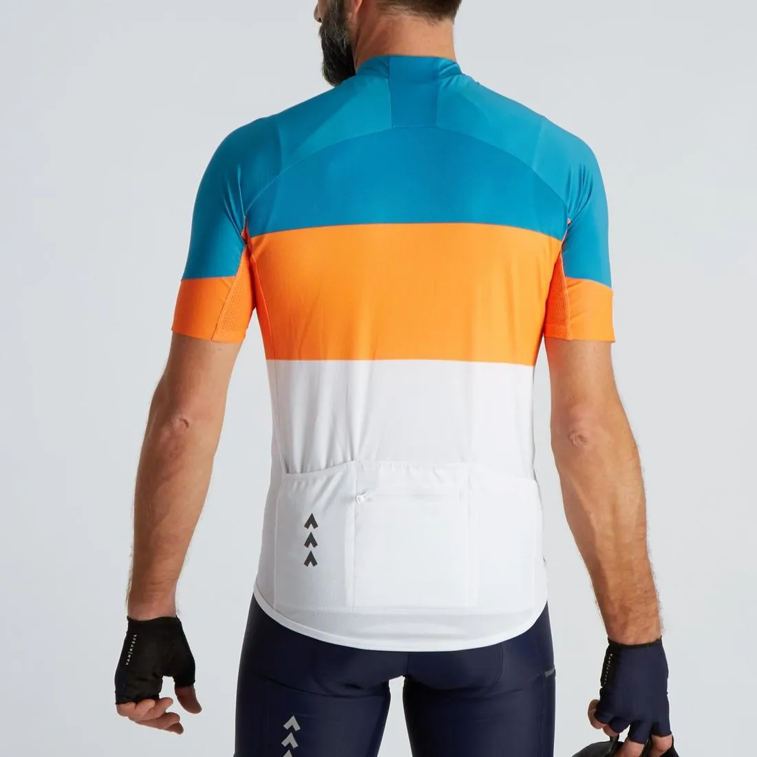 RC500 Road Cycling Short-Sleeved Warm Weather Jersey - Blue/Orange
